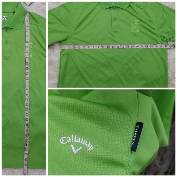 Callaway Golf Polo Shirt Size L Embroidered Short Sleeves Bright Green UPF15 NWT - Picture 6 of 8